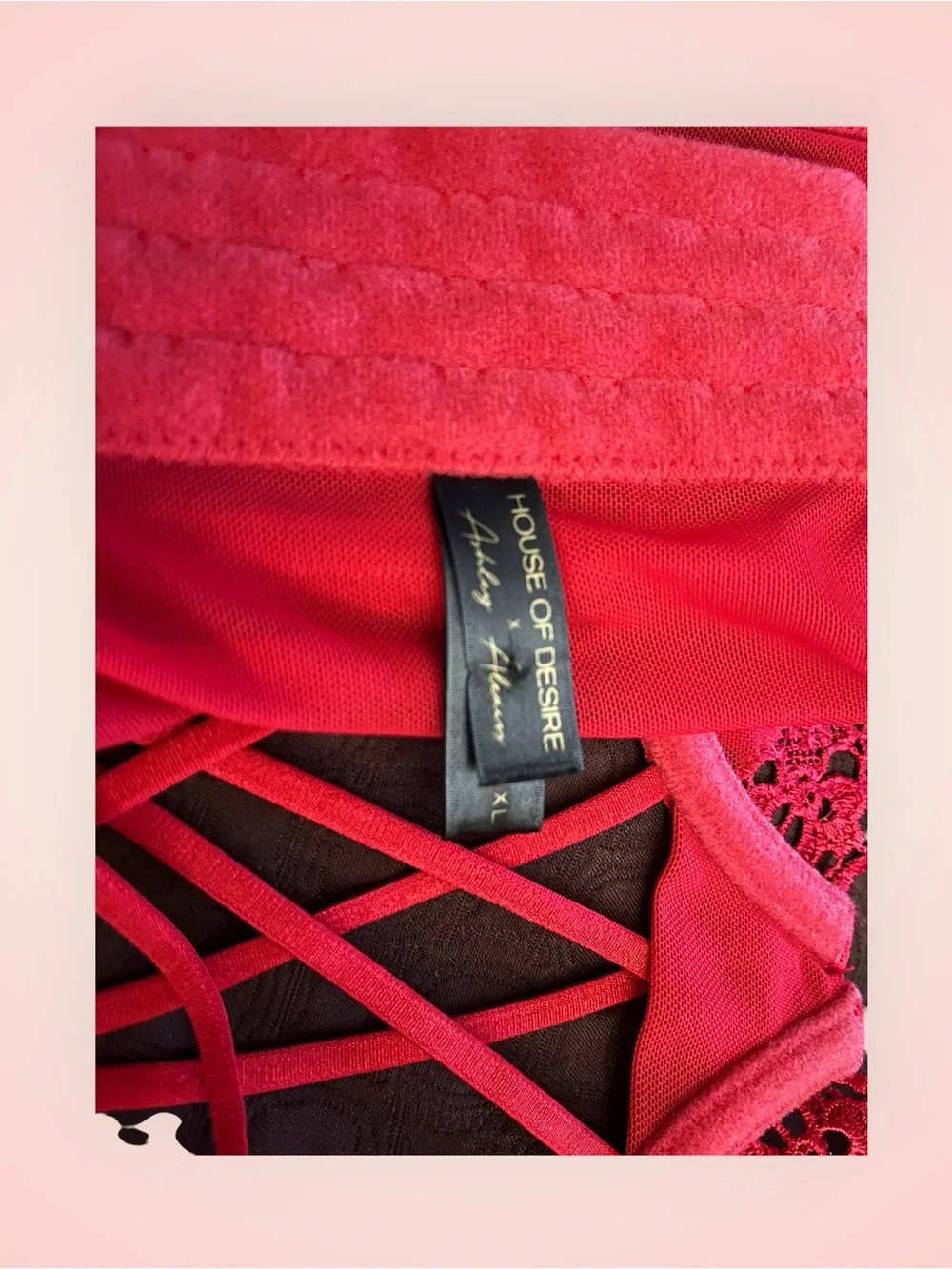 Red Lace-Trim Bustier Top by House of Desire XL. - Picture 4 of 4